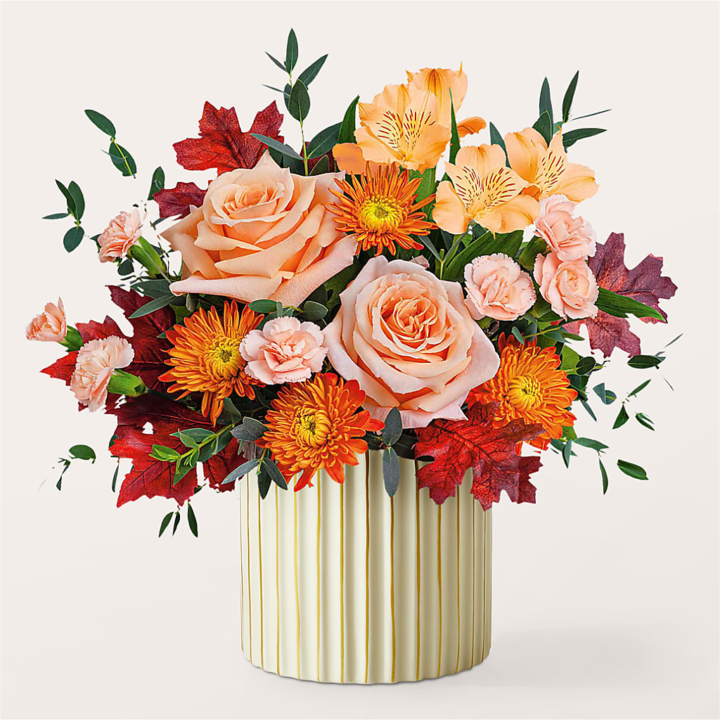 Spiced Latte Bouquet with Ivory Vase – Sahotra Floral Company Llc, Albuquerque NM