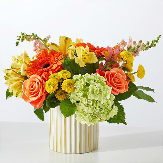 Autumn Sunshine Bouquet with Ivory Vase –  Sahotra Floral Company Llc, Albuquerque NM