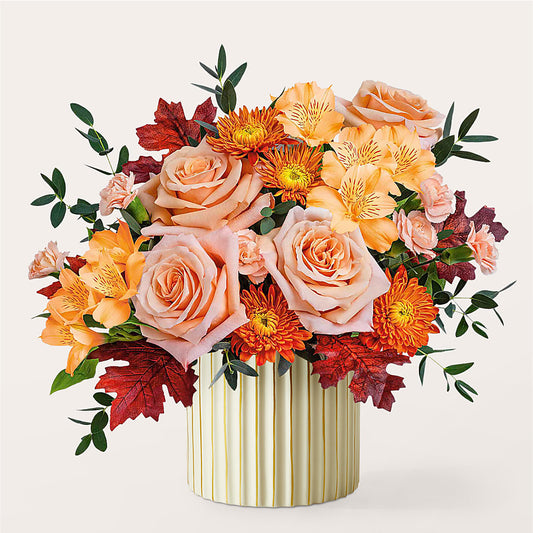 Spiced Latte Bouquet with Ivory Vase –  Sahotra Floral Company Llc, Albuquerque NM