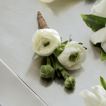 White Ranunculus Boutonniere –  Sahotra Floral Company Llc, Albuquerque NM
